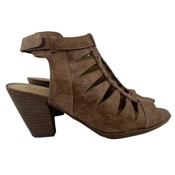 Naturalizer Talan Sandal Size 11 M Tan Brown Round Toe Slingback Cutouts 3" Heel - Picture 1 of 16